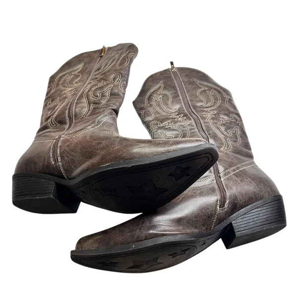 Cloudwalker by Avenue Abby Pointed Toe Side Zipperr Cowgirl Boots - Picture 8 of 15